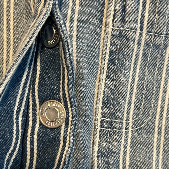 NWT Zara Stripe Denim Crop Jacket - Kids Size 6-7 - Picture 4 of 12